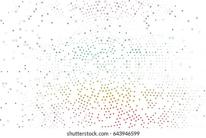 Dark Multicolor, Rainbow vector illustration which consist of circles. Dotted gradient design for your business. Creative geometric background in halftone style with colored spots.