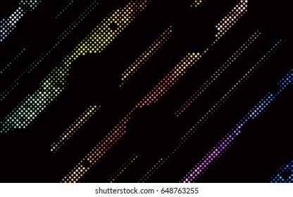 Dark Multicolor, Rainbow vector illustration which consist of circles. Dotted gradient design for your business. Creative geometric background in halftone style with colored spots.