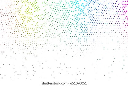 Dark Multicolor, Rainbow vector illustration which consist of circles. Dotted gradient design for your business. Creative geometric background in halftone style with colored spots.