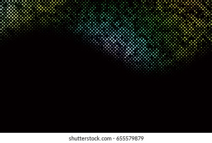 Dark Multicolor, Rainbow vector illustration which consist of circles. Dotted gradient design for your business. Creative geometric background in halftone style with colored spots.