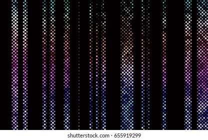Dark Multicolor, Rainbow vector illustration which consist of circles. Dotted gradient design for your business. Creative geometric background in halftone style with colored spots.
