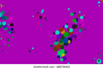 Dark Multicolor, Rainbow vector illustration which consist of circles. Dotted gradient design for your business. Creative geometric background in halftone style with colored spots.
