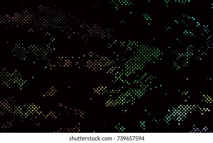 Dark Multicolor, Rainbow vector illustration which consist of circles. Dotted gradient design for your business. Creative geometric background in halftone style with colored spots.