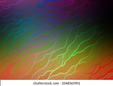 Dark Multicolor, Rainbow vector indian curved background. Colorful illustration in abstract style with doodles and Zen tangles. A completely new template for your business design.