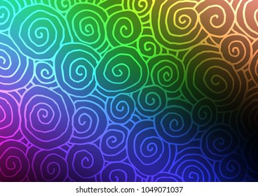 Dark Multicolor, Rainbow vector indian curved pattern. Colorful abstract illustration with lines in Asian style. A new texture for your design.