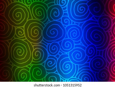 Dark Multicolor, Rainbow vector indian curved texture. Blurred decorative design in Indian style with Zen tangles. Hand painted design for web, wrapping, wallpaper.