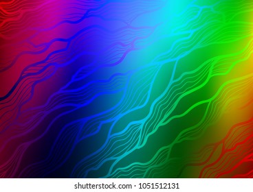 Dark Multicolor, Rainbow vector indian curved template. Doodles on blurred abstract background with gradient. The pattern can be used for wallpapers and coloring books.