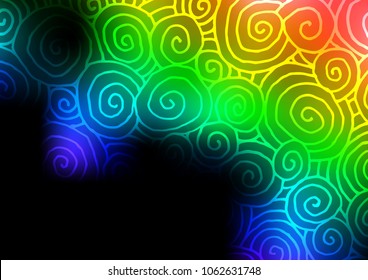 Dark Multicolor, Rainbow vector indian curved background. A completely new color illustration in doodle style. The template can be used as a background for cell phones.