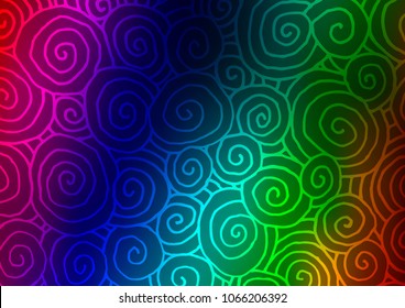 Dark Multicolor, Rainbow vector indian curved pattern. An elegant bright illustration with lines in Natural style. Brand-new style for your business design.