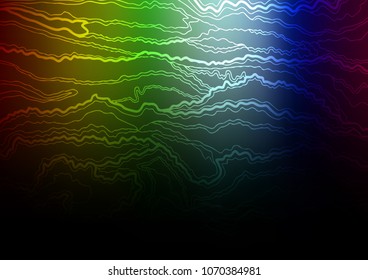 Dark Multicolor, Rainbow vector indian curved background. Geometric doodle illustration in Origami style with gradient. Brand-new style for your business design.