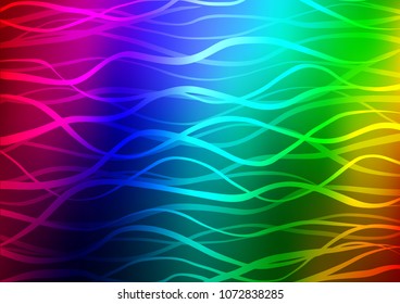 Dark Multicolor, Rainbow vector indian curved texture. Colorful abstract illustration with lines in Asian style. The textured pattern can be used for website.