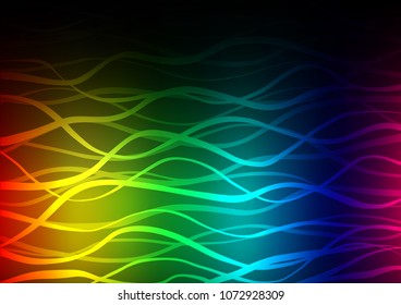 Dark Multicolor, Rainbow vector indian curved template. Colorful illustration in abstract style with doodles and Zen tangles. The pattern can be used for heads of websites and designs.
