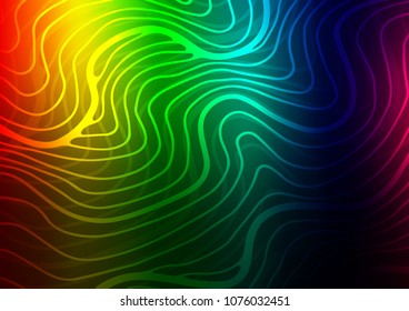 Dark Multicolor, Rainbow vector indian curved template. Doodles on blurred abstract background with gradient. The pattern can be used for wallpapers and coloring books.