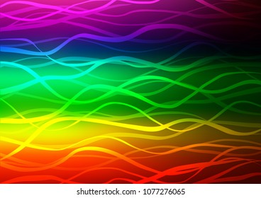 Dark Multicolor, Rainbow vector indian curved background. An elegant bright illustration with lines in Natural style. Hand painted design for web, wrapping, wallpaper.