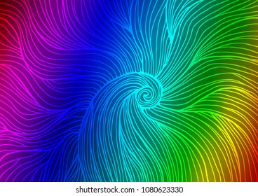 Dark Multicolor, Rainbow vector indian curved texture. Sketchy hand drawn doodles on blurred background. Hand painted design for web, wrapping, wallpaper.