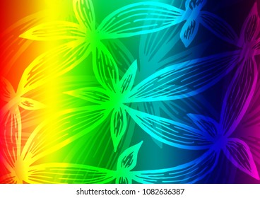 Dark Multicolor, Rainbow vector indian curved background. Brand-new colored illustration in blurry style with doodles. The pattern can be used for coloring books and pages for kids.