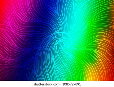 Dark Multicolor, Rainbow vector indian curved pattern. Geometric doodle illustration in Origami style with gradient. A completely new template for your business design.