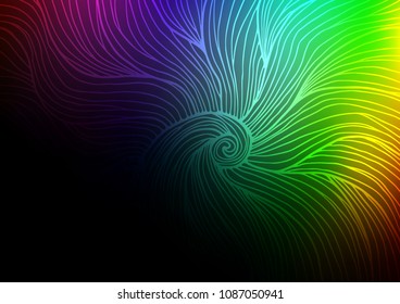 Dark Multicolor, Rainbow vector indian curved template. Geometric doodle illustration in Origami style with gradient. Brand-new style for your business design.