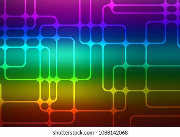 Dark Multicolor, Rainbow vector indian curved texture. Ethnic elegant natural pattern with gradient. The doodle design can be used for your web site.