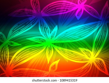Dark Multicolor, Rainbow vector indian curved template. Blurred decorative design in Indian style with Zen tangles. The pattern can be used for coloring books and pages for kids.