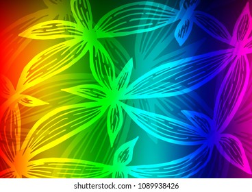 Dark Multicolor, Rainbow vector indian curved template. An elegant bright illustration with lines in Natural style. A new texture for your design.