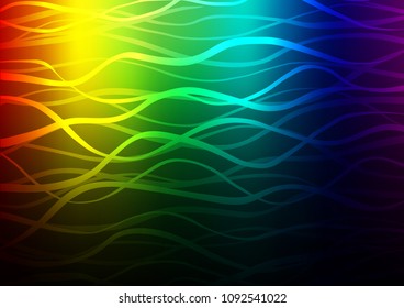 Dark Multicolor, Rainbow vector indian curved background. A vague abstract illustration with doodles in Indian style. Hand painted design for web, wrapping, wallpaper.