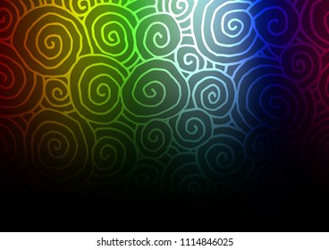 Dark Multicolor, Rainbow vector indian curved texture. Decorative shining illustration with doodles on abstract template. The best blurred design for your business.