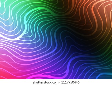 Dark Multicolor, Rainbow vector indian curved background. Brand-new colored illustration in blurry style with doodles. The best blurred design for your business.