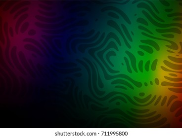 Dark Multicolor, Rainbow vector indian curved template. Glitter abstract illustration with doodles and lines. Hand painted design for web, leaflet, textile.