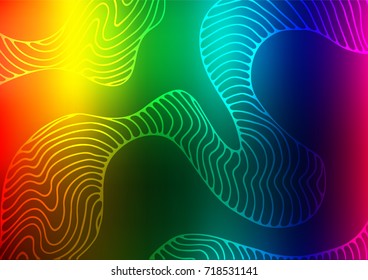 Dark Multicolor, Rainbow vector indian curved texture. Shining colored illustration with doodles in Arabic style. The textured pattern can be used for website.