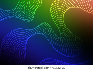 Dark Multicolor, Rainbow vector indian curved template. Modern geometrical abstract illustration with doodles. A completely new template for your business design.