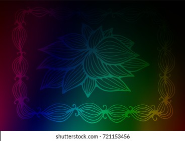 Dark Multicolor, Rainbow vector indian curved texture. Shining colored illustration with doodles in Zen tangle style. Hand painted design for web, leaflet, textile.