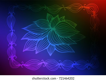 Dark Multicolor, Rainbow vector indian curved background. Decorative shining illustration with doodles on abstract template. The best blurred design for your business.