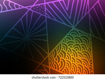 Dark Multicolor, Rainbow vector indian curved texture. A completely new color illustration in doodle style. The textured pattern can be used for website.