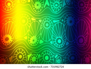 Dark Multicolor, Rainbow vector indian curved background. An elegant bright illustration with lines in Natural style. A completely new design for your business.