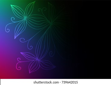 Dark Multicolor, Rainbow vector indian curved pattern. Glitter abstract illustration with doodles and Zen tangles. The doodle design can be used for your web site.