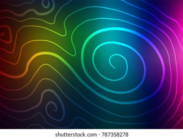 Dark Multicolor, Rainbow vector indian curved texture. A vague abstract illustration with doodles in Indian style. A completely new design for your business.