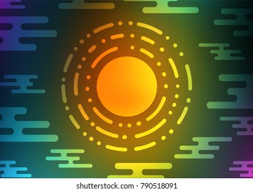 Dark Multicolor, Rainbow vector indian curved texture. A vague abstract illustration with doodles in Indian style. The textured pattern can be used for website.