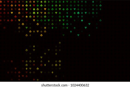 Dark Multicolor, Rainbow vector layout with elements of cards. Glitter abstract sketch with isolated symbols of playing cards. Pattern for ads of parties, events in Vegas.