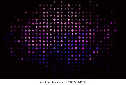 Dark Multicolor, Rainbow vector layout with elements of cards. Shining illustration with hearts, spades, clubs, diamonds. Smart design for your business advert of casinos.