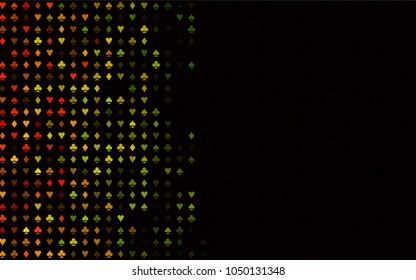 Dark Multicolor, Rainbow vector layout with elements of cards. Colored illustration with hearts, spades, clubs, diamonds. Pattern for leaflets of poker games, events.
