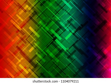 Dark Multicolor, Rainbow vector layout with flat lines. Modern geometrical abstract illustration with staves. Best design for your ad, poster, banner.