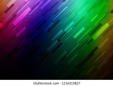 Dark Multicolor, Rainbow vector layout with flat lines. Decorative shining illustration with lines on abstract template. The pattern can be used as ads, poster, banner for commercial.