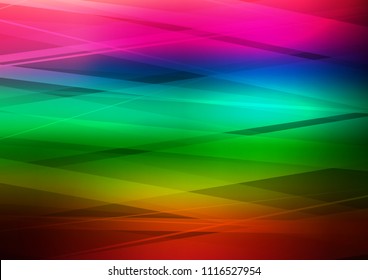 Dark Multicolor, Rainbow vector layout with flat lines. Lines on blurred abstract background with gradient. Smart design for your business advert.