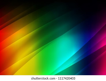 Dark Multicolor, Rainbow vector layout with flat lines. Decorative shining illustration with lines on abstract template. The pattern can be used for busines ad, booklets, leaflets