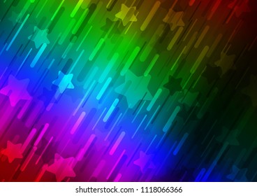 Dark Multicolor, Rainbow vector layout with flat lines. Lines on blurred abstract background with gradient. Smart design for your business advert.