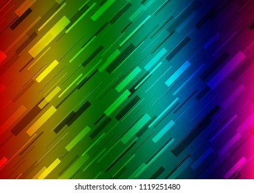 Dark Multicolor, Rainbow vector layout with flat lines. Decorative shining illustration with lines on abstract template. The template can be used as a background.