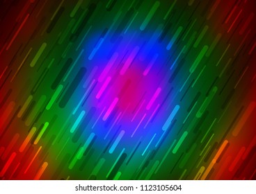 Dark Multicolor, Rainbow vector layout with flat lines. Decorative shining illustration with lines on abstract template. The pattern can be used for busines ad, booklets, leaflets