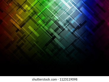 Dark Multicolor, Rainbow vector layout with flat lines. Lines on blurred abstract background with gradient. The pattern can be used as ads, poster, banner for commercial.