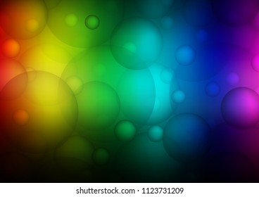 Dark Multicolor, Rainbow vector layout with circle shapes. Illustration with set of shining colorful abstract circles. Beautiful design for your business natural advert.